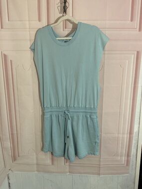 Free People Soft Knit Sleeveless Romper in Pastel Blue